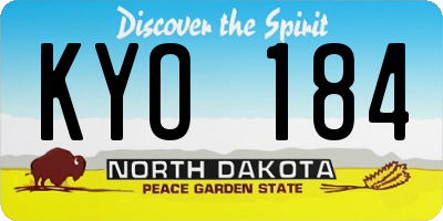 ND license plate KYO184
