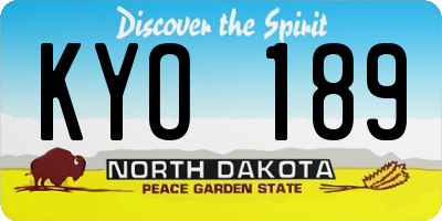 ND license plate KYO189