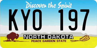 ND license plate KYO197
