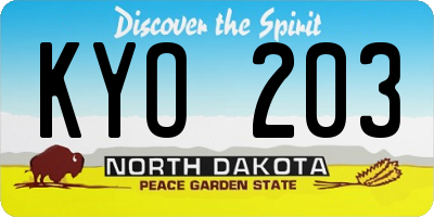 ND license plate KYO203
