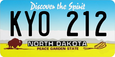ND license plate KYO212