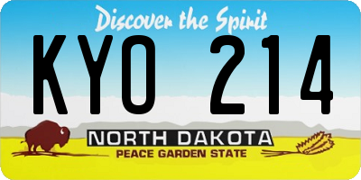 ND license plate KYO214