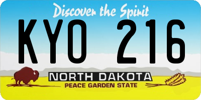 ND license plate KYO216