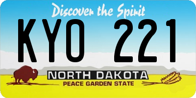 ND license plate KYO221