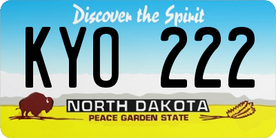 ND license plate KYO222