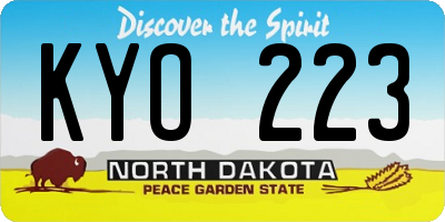 ND license plate KYO223