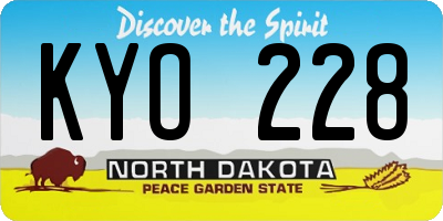 ND license plate KYO228