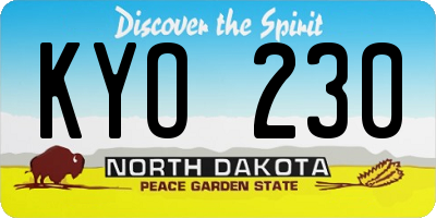 ND license plate KYO230