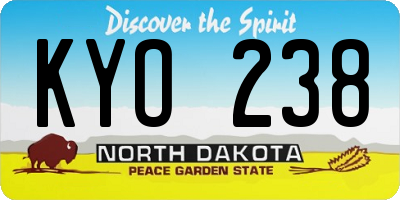 ND license plate KYO238