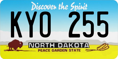 ND license plate KYO255