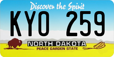 ND license plate KYO259