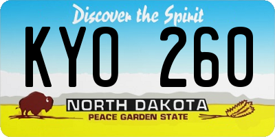 ND license plate KYO260