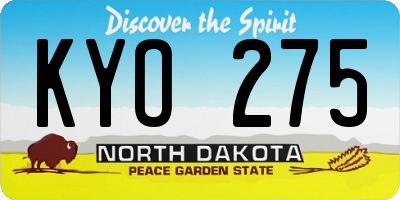 ND license plate KYO275