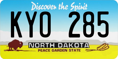 ND license plate KYO285