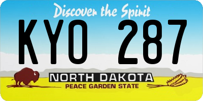 ND license plate KYO287