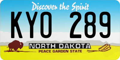 ND license plate KYO289