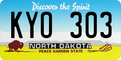 ND license plate KYO303