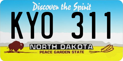 ND license plate KYO311
