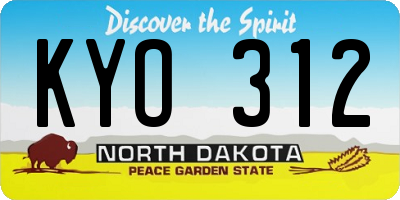 ND license plate KYO312
