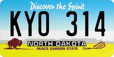 ND license plate KYO314
