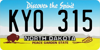 ND license plate KYO315