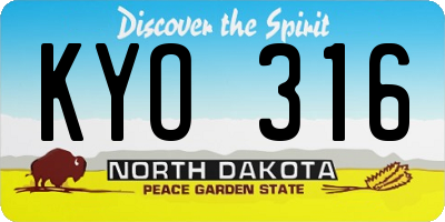ND license plate KYO316
