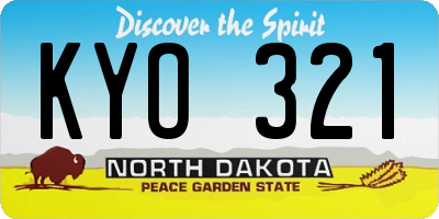 ND license plate KYO321