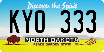 ND license plate KYO333
