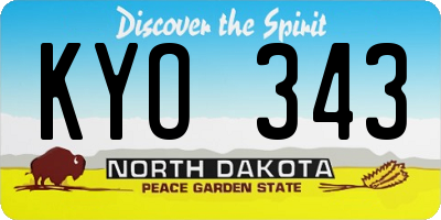 ND license plate KYO343