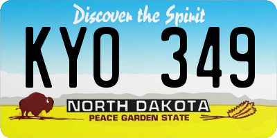 ND license plate KYO349