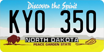 ND license plate KYO350
