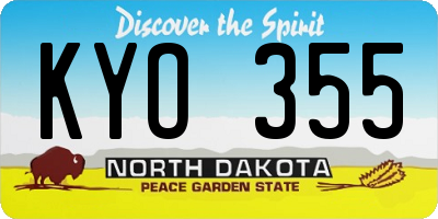 ND license plate KYO355