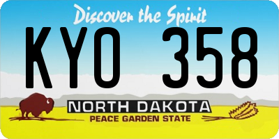 ND license plate KYO358