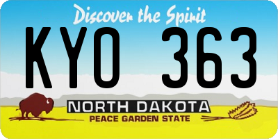 ND license plate KYO363
