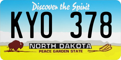 ND license plate KYO378