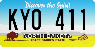 ND license plate KYO411