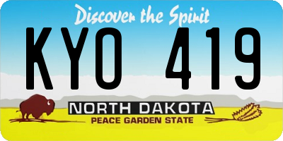 ND license plate KYO419