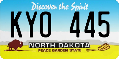 ND license plate KYO445