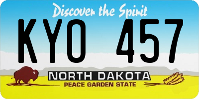 ND license plate KYO457