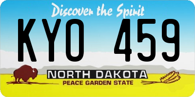 ND license plate KYO459