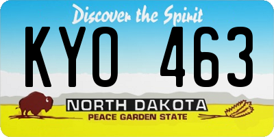 ND license plate KYO463