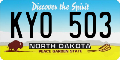 ND license plate KYO503