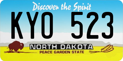 ND license plate KYO523