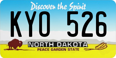 ND license plate KYO526
