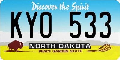 ND license plate KYO533