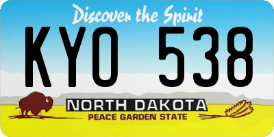 ND license plate KYO538
