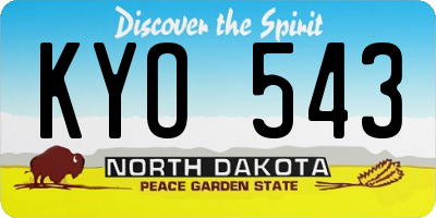 ND license plate KYO543