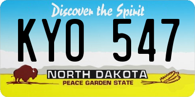 ND license plate KYO547