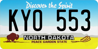 ND license plate KYO553