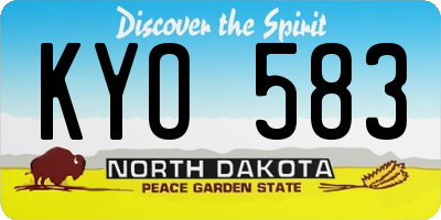 ND license plate KYO583